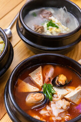 Asian lunch menu. Korean food, 