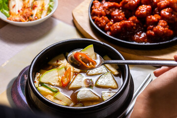 Asian lunch menu. Korean food, 