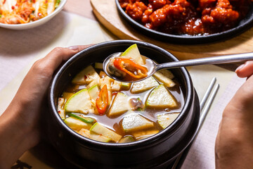 Asian lunch menu. Korean food, 