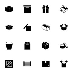 Box and Crates icon - Expand to any size - Change to any colour. Perfect Flat Vector Contains such Icons as dower chest, pannier, gift, cardboard and wooden boxes, packaging, parcel, package, packet.