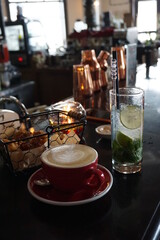 a cup of Coffee and coctail.