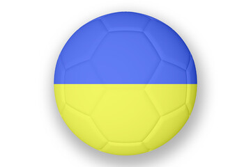 Soccer ball in the colors of the national flag of Ukraine isolated on a white background. Ukrainian sport concept with blue-yellow ball.