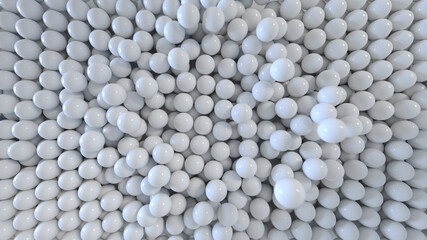 White spheres falling 3D render illustration