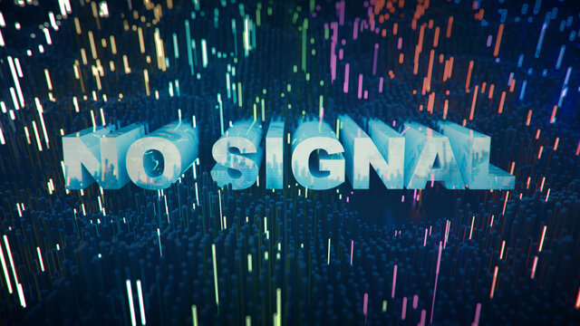 Colorful TV Test Bars With No Signal Message 3D Render