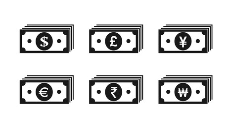 money banknote stack icons. financial and banking infographic design element