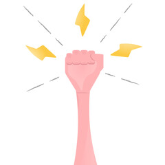 hand with fist raised up cartoon vector,