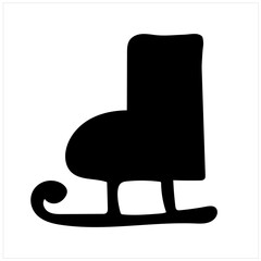 Ice skate in black and white, isolated simple hand drawn vector illustration in doodle style
