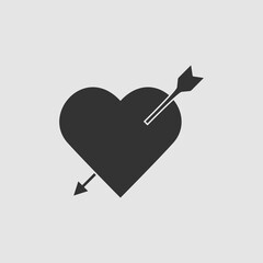 Heart with arrow icon flat