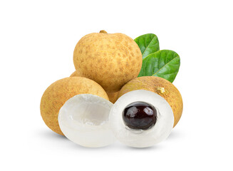 Longan  with leaf isolated on white