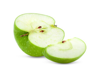 half green apple on a white background