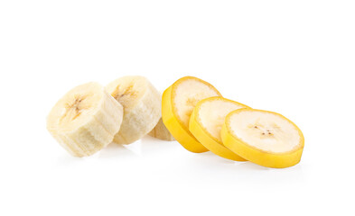 slice banana on white background
