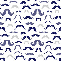 Vector seamless pattern with mustache silhouettes. Ideal for cards, invitations, baby shower, party, kindergarten, children room decoration.