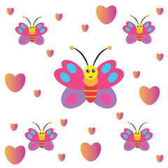 childish patterns with cute butterflies, for fabrics, wrappers, tectil. vector design