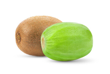 Peel kiwi isolated on white background.
