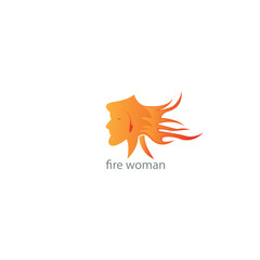flame hair illustration of woman, color logo. vector design