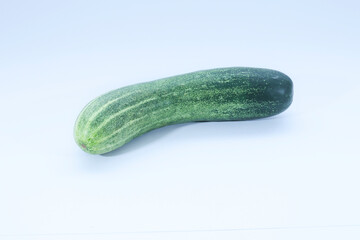 Single cucumber isolated on white background