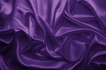 Beautiful elegant wavy violet purple satin silk luxury cloth fabric texture with violet background design. Card or banner. 