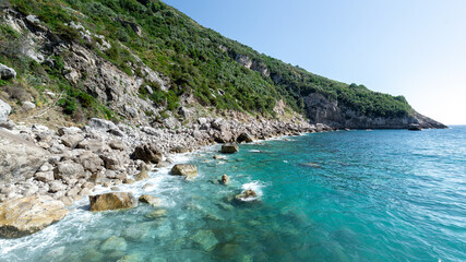 Cala di Mitigliano, Massa Lubrense, Naples, Italy, with capri in the distance.