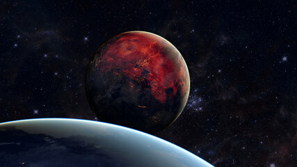 Obraz na płótnie Canvas Exoplanet in space. Elements of this image furnished by NASA