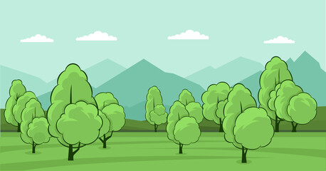 Obraz premium Summer landscape with trees