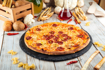 Hot jalapeno pepperoni pizza parmesan cheese