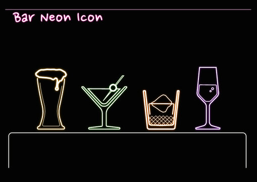 Bar neon icon Alcohol