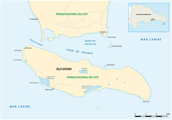 Vector map of the island of Saona belonging to the Dominican Republic