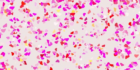 Light pink, yellow vector background with random forms.