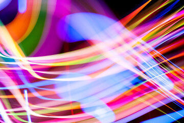 Colorful pattern of dynamic lines of light. Modern blurred background. Art concept of lighting effects.