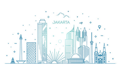 Jakarta Cityscape with Landmarks. Indonesia