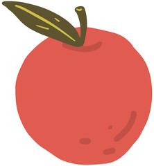 Red apple clipart set hand drawn childish flat style isolated on white background.