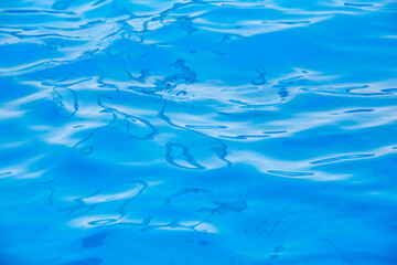 Repeating summer pattern of photographed, living water surfaces in a pool, with the emphasis on light refraction where you can see the sprinkled ground moving along with the waves