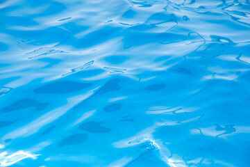 Repeating summer pattern of photographed, living water surfaces in a pool, with the emphasis on light refraction where you can see the sprinkled ground moving along with the waves