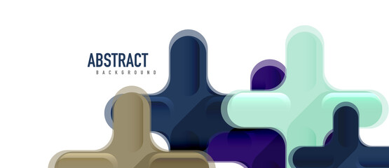 Glossy multicolored plastic style cross composition, x shape design, techno geometric modern abstract background. Trendy abstract layout template