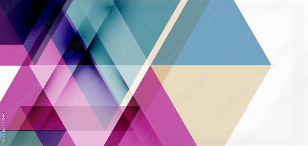Wall mural geometric abstract background, mosaic triangle and hexagon shapes. trendy abstract layout template f