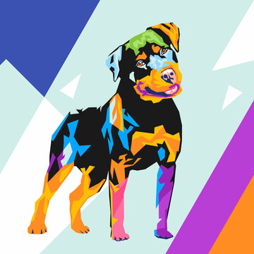 Pop art poster of rottweiler