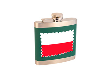 Flask for alcohol with the flag of Poland. Polish alcohol