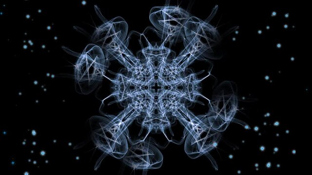Fractal color changing smoke patterns symetric, Live mandala, rotating rays on black background fullHD animation