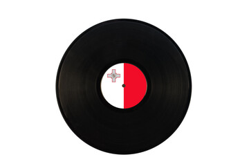 Gramophone record with the flag of Malta. Maltese music. Vinyl record with the flag of Malta, on a...