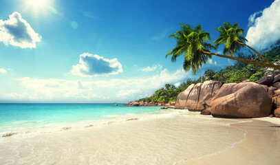 Fototapeta na wymiar Anse Lazio beach at Praslin island, Seychelles