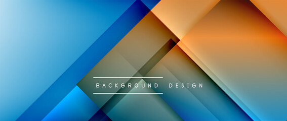 Square shapes composition, fluid gradient geometric abstract background. 3D shadow effects, modern design template