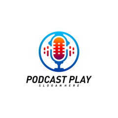 Podcast creative design logo vector concept. Play podcast logo template. Icon symbol