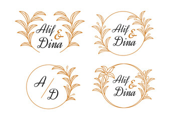 Fototapeta na wymiar Wedding floral logo templates collection