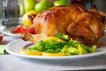 Roast Chicken isolated on a plate