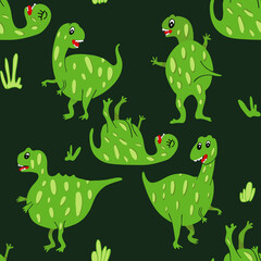 Green Dinosaur for kids design. Seamless pattern