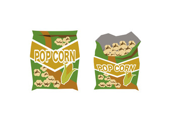 スナック菓子の袋のイラスト。プラスチックの袋のイメージ。