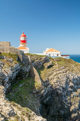 Fototapeta na wymiar Lighthouse at the end of Saint Vincent Cape, Portugal