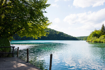 Wooden platform and sea landscape