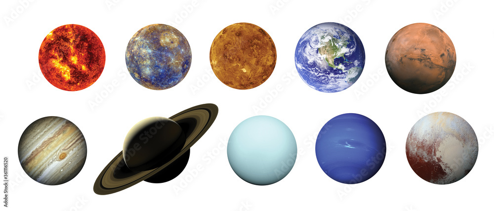 Sticker solar system isolated on white background with clipping path. elements of this image furnished by na