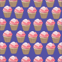 Cupcake pattern. Seamless colorful cupcake pattern. Vector illustration